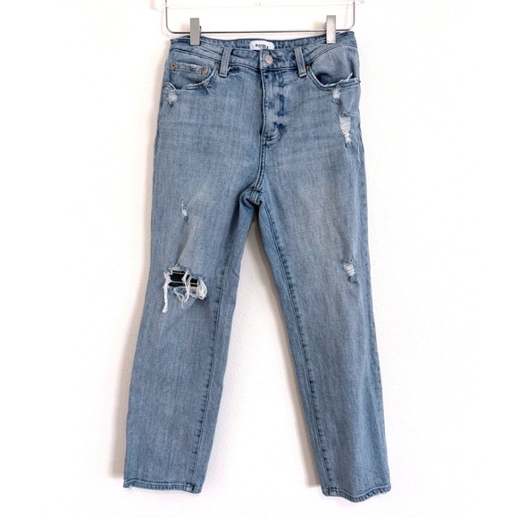 pistola Denim - Pistola Women's High‎ Rise Distressed Straight Leg Jeans - Light Wash